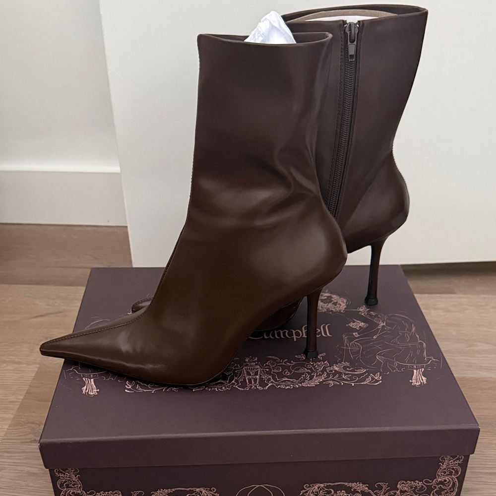 Jeffrey Campbell Daring Brown Leather Ankle Boots